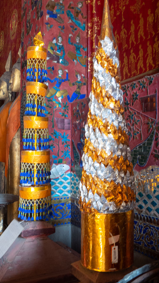 Inside a temple in Laos